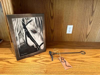HORSE HEAD ON CANVAS AND A SMALLER BRANDING IRON