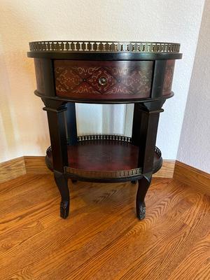 THEODORE ALEXANDER STYLE 2 TIER  ACCENT TABLE WITH A DRAWER