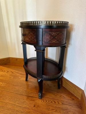 THEODORE ALEXANDER STYLE 2 TIER  ACCENT TABLE WITH A DRAWER
