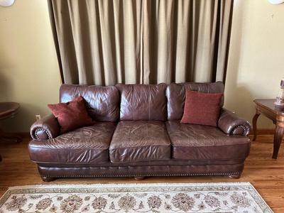 CUIR LEATHER SOFA WITH NAILHEAD ACCENTS BY LANE FURNITURE