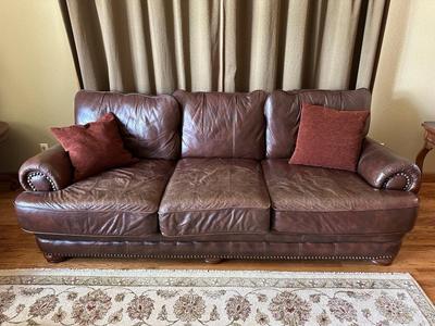 CUIR LEATHER SOFA WITH NAILHEAD ACCENTS BY LANE FURNITURE