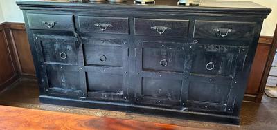 Large Sideboard - Distressed Black Wood Finish