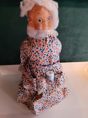 Vintage Soap Bottle Sewing Kit Doll