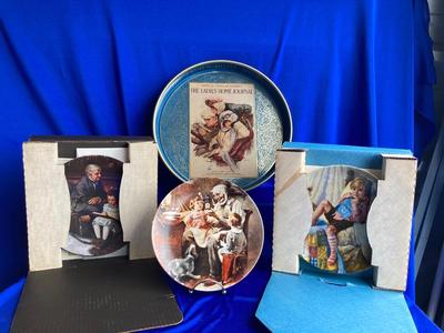 Decorative Norman Rockwell Plates and Tin