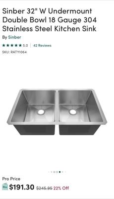 32â€w Undermount Double Sink NEW IN BOX