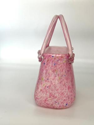 Murano (?) Pink Speckled Glass Purse Vase