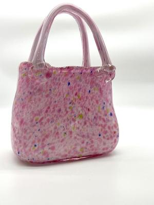Murano (?) Pink Speckled Glass Purse Vase