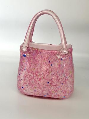 Murano (?) Pink Speckled Glass Purse Vase