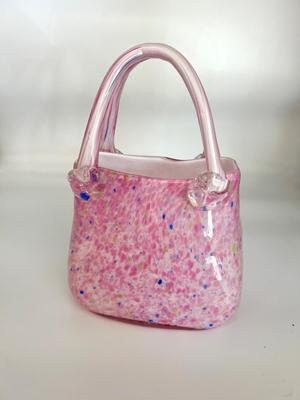 Murano (?) Pink Speckled Glass Purse Vase
