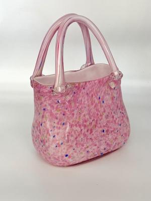 Murano (?) Pink Speckled Glass Purse Vase