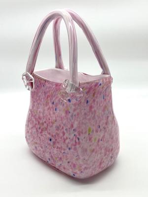 Murano (?) Pink Speckled Glass Purse Vase