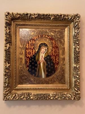 Framed Artwork Depicting a Holy Woman