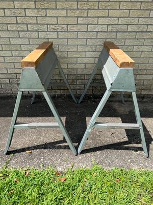 Pair of Metal Folding Saw Horses