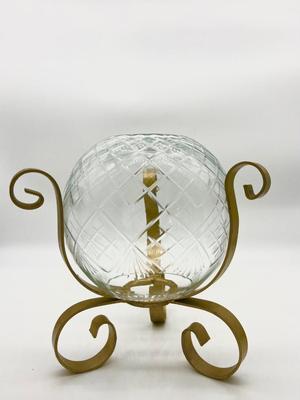 Cut Crystal & Brass Candelabra