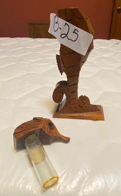 7" Ornate Carved Wood Seahorse with Concealed Compartment