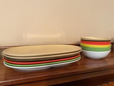 Vintage Set of Colorful Bowls AND Plates