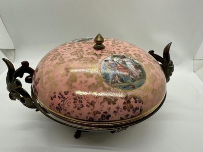 Vintage Porcelain Covered Serving Bowl with Lid