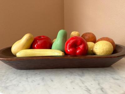 Glass Fruit in Wooden Tray