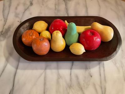 Glass Fruit in Wooden Tray