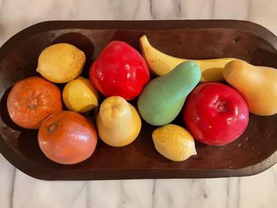 Glass Fruit in Wooden Tray