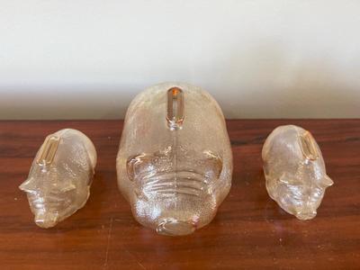 Vintage Carnival Glass Piggy Bank Set