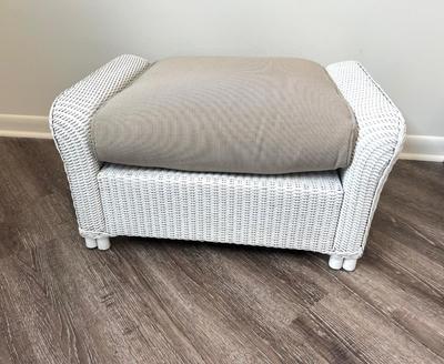 Wicker Ottoman With Indoor/Outdoor Cushion