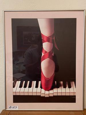 Red Ballet Shoe Piano Keys Framed Print