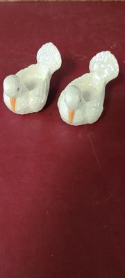 2 Iridescent Glass Doves - 4 1/2 inches long
