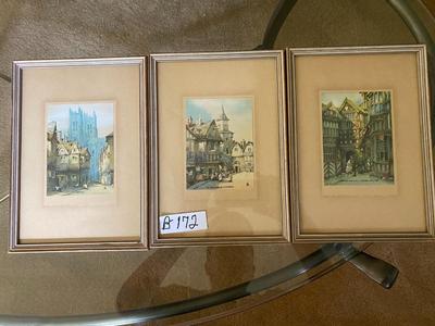 3 Double Framed & Matted Prints