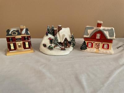 (3) Ceramic Christmas Decorative Homes