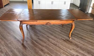 Antique French Wooden Inlay DINING TABLE Expandable *Read Details
