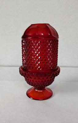 Viking Glass Red Quilted Crystal Fairy Lantern