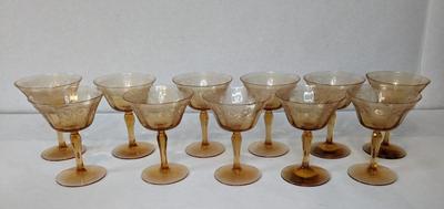 Fostoria Glass Vesper Amber Cocktail Glasses 