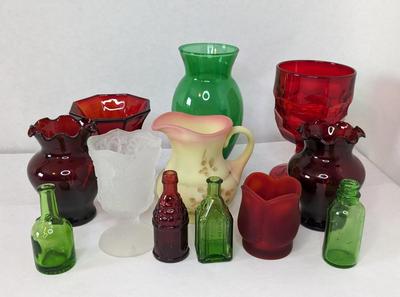 Red and Green Glass Assortment