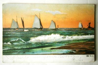 Ocean Scene with Sailboats