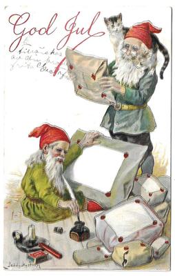 Foreign Christmas Card with Gnomes