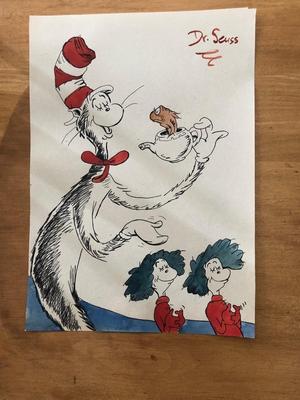 Painting by Dr Seuss- Cat In The Hat Sketch
