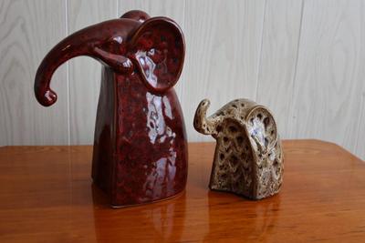 Pair of Ceramic Pier1 Elephant Bookends