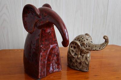 Pair of Ceramic Pier1 Elephant Bookends