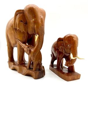 Carved Wooden Elephant Pair *Read Details