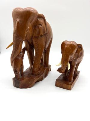 Carved Wooden Elephant Pair *Read Details