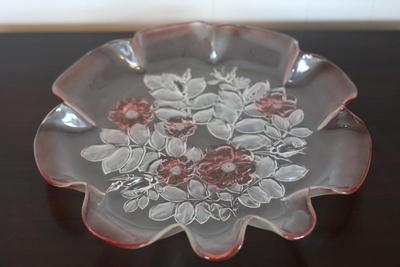 Large Pink & Frosted Platter/Dish