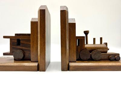 HANDMADE Wooden Train & Caboose Book Ends