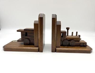 HANDMADE Wooden Train & Caboose Book Ends