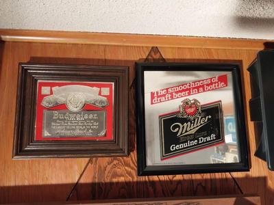 2 MIRRORED BEER SIGNS