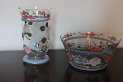 Hand-painted Centerpiece Bowl & Vase