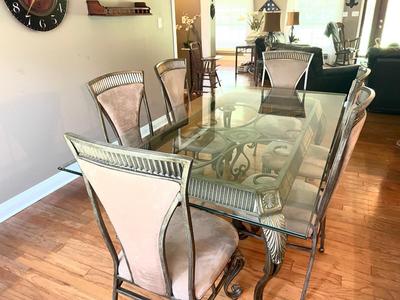 CRAMCO Furniture Glass Dining Table & 8 Chairs