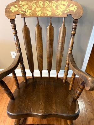 Vintage Solid Wood Hand Painted Rocking Chair