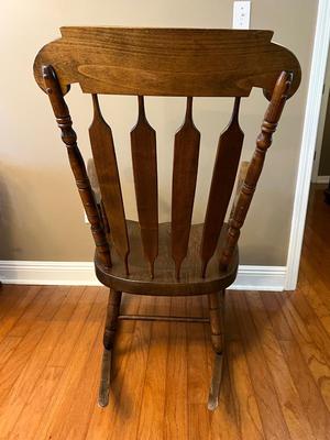 Vintage Solid Wood Hand Painted Rocking Chair