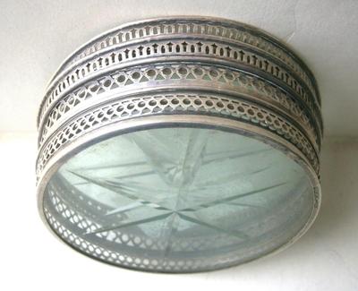 4 Vintage Glass & Sterling Silver Coasters